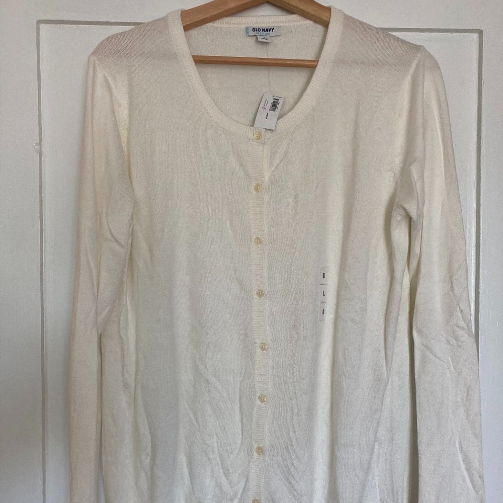 NWT Old Navy Knitted Cardigan Sweater Cream Ivory Womens Large New Button Front